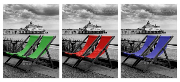 Eastbourne Pier and deckchairs X3